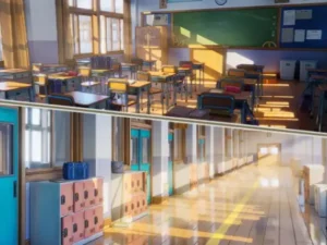 Cartoon anime Japanese school