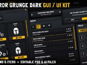Horror Grunge Military Dark GUI UI KIT psd ai source files