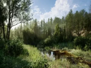 PCG Biome Forest Poplar Interactive Foliage Trees Wind System Nature