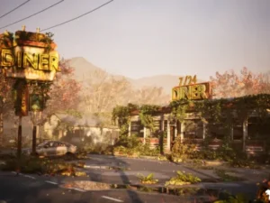 Post Apo American Diner Environment Exterior Interior Restaurant