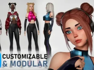 Streamer girl Sci-Fi stylized toon webcam performer