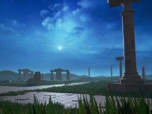Stylized Ancient Columns and Stones