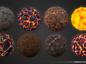 Stylized Fantasy Fire Shore Landscape Material Pack