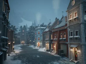 Stylized winter city environment