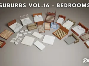 Suburbs VOL 16 Bedroom Nanite and Low Poly