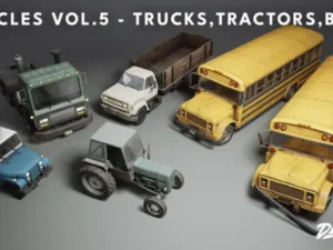 Vehicles VOL 5 Trucks Tractors Buses Low Poly